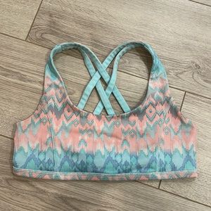 Lululemon Ivivva reversible sports bra, pink and light blue